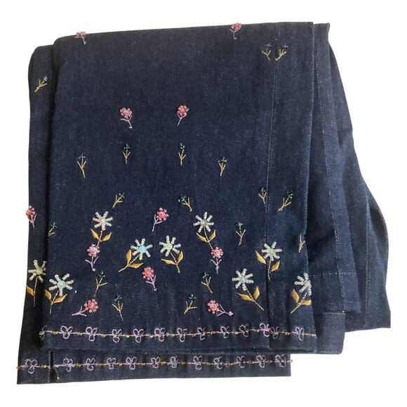 JON by TERI JON Embroidered Dark Blue Wash Jean Size 8 Ankle Pant Stretch-RARE - Picture 6 of 9